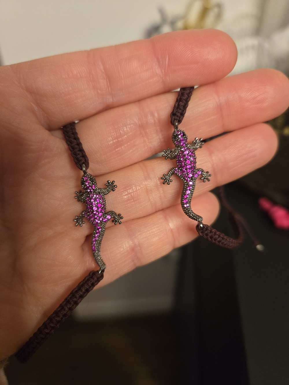 Pink Swarovski Crystal Lizard Bracelet